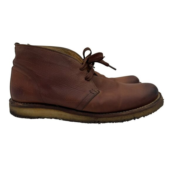 Frye Phillip Crepe Chukka Boots Brown Leather Mens Size 10D With Lace-Up Closure main image 12